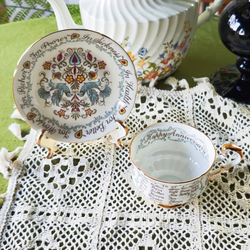 西洋古董paragon 1963 吉祥鸟 纪念日鎏金阔口骨瓷咖啡茶杯碟在途