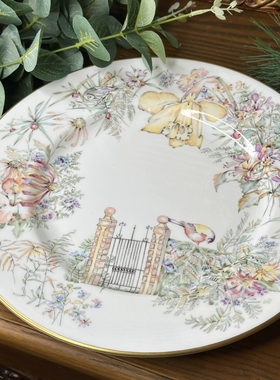 西洋古董Royal Worcester皇家伍斯特花园与鸟装饰挂盘可上墙现货