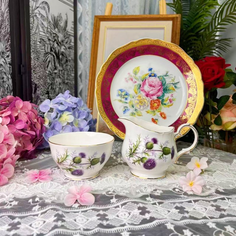 西洋古董 duchess thistle水蓟草 糖奶罐 现货