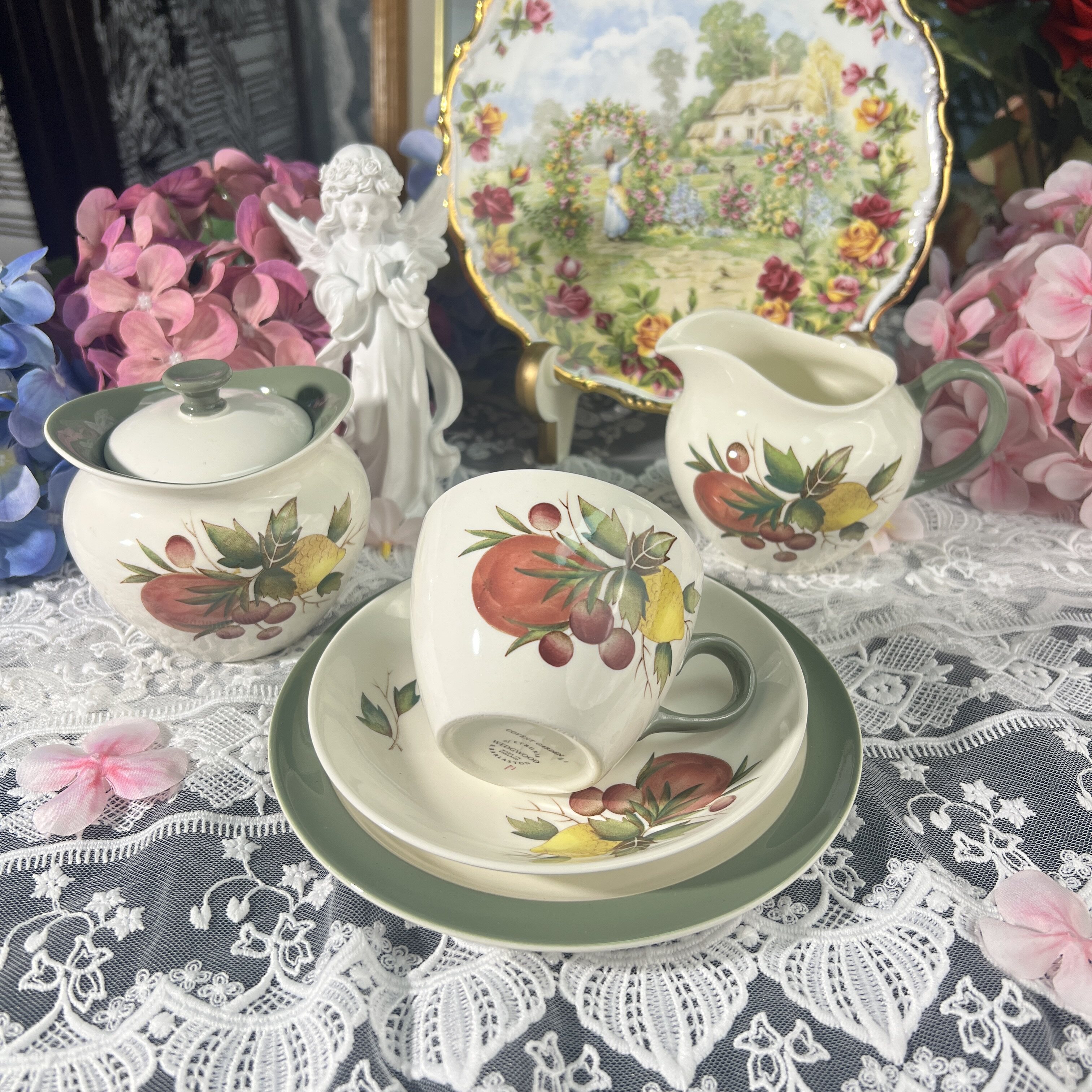 西洋古董Wedgwood考文特花园Covent Garden 水果陶瓷咖啡杯碟现货