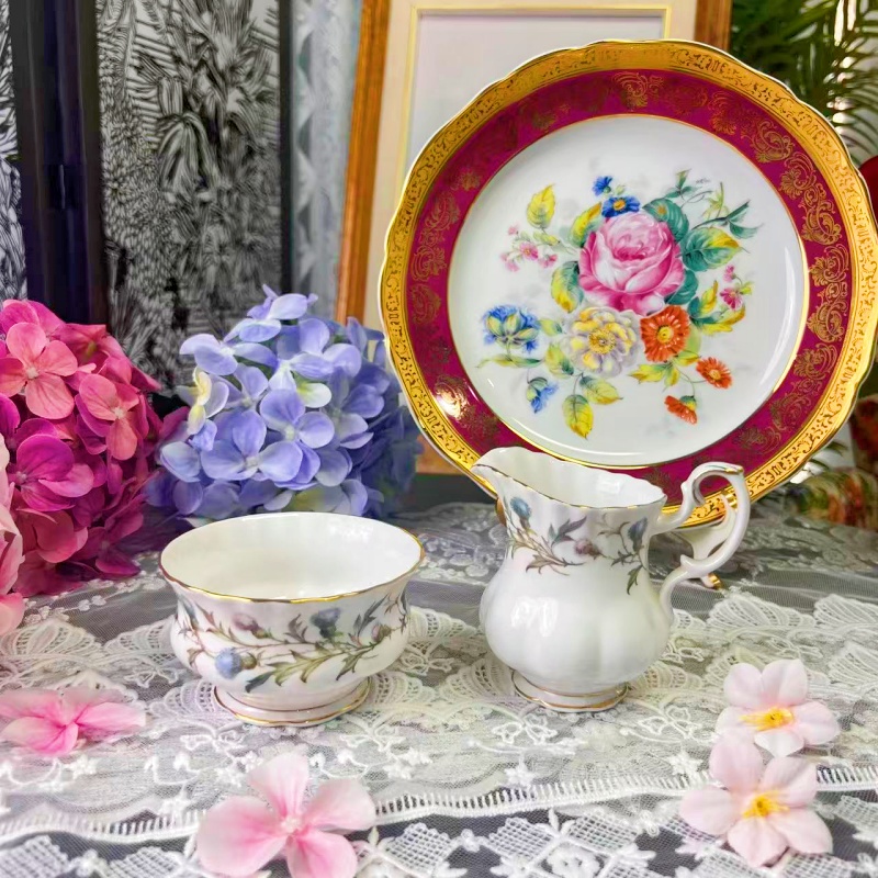 西洋古董 royal albert brigadoon蓬岛仙舞鎏金骨瓷咖啡杯碟 现货