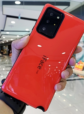 iFace适用三星Note20ultra手机壳防摔加厚加宽小蛮腰壳黑色保护套镜面烤漆珠光壳note20 ultra防摔壳红色套