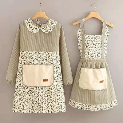 2025日本帆布罩衣女新款透气围裙