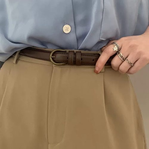 日本无印小皮带女士牛仔裤新款腰带女款夏季百搭细复古装饰窄腰带