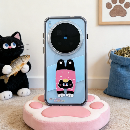 [慵懒猫咪]可爱卡通猫咪透明手机壳 适用苹果17vivox300小米17OPPOFindX9趣味高颜值个性保护套