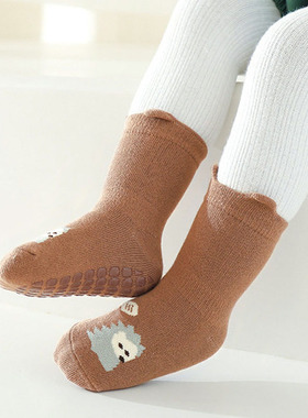 五朵棉婴儿地板袜厚款纯棉儿童防滑袜子宝宝室内保暖学步袜子A类