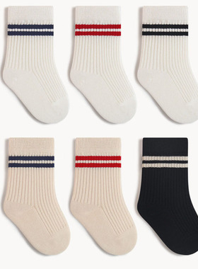 五朵棉婴儿袜子春秋男女宝宝松口无骨纯棉儿童可爱学院风运动A类