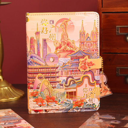 广州城市笔记本中国风城市风景全彩插画内页手账记事本景点伴手礼