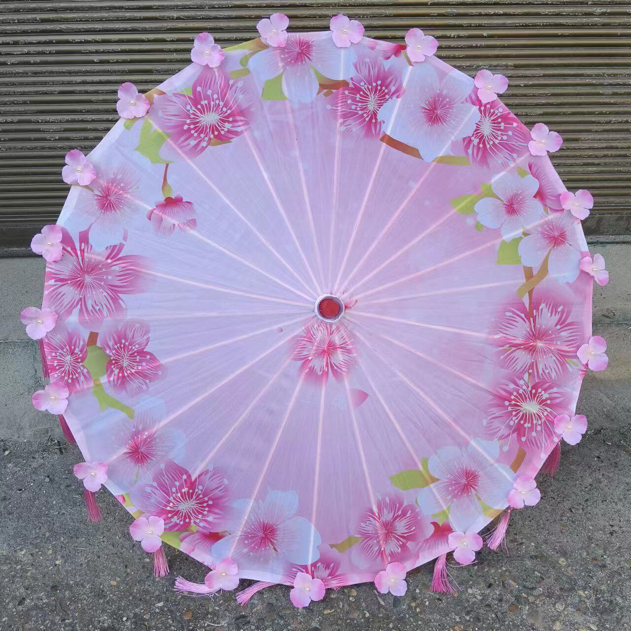 舞蹈汉服油纸伞走秀印花伞工艺伞儿童成人防雨防晒伞花瓣伞流苏伞