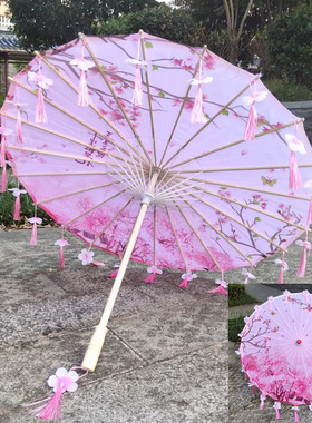 超仙古风花瓣流苏伞ins摆摊绸布伞拍照道具舞蹈伞工艺古典油纸伞