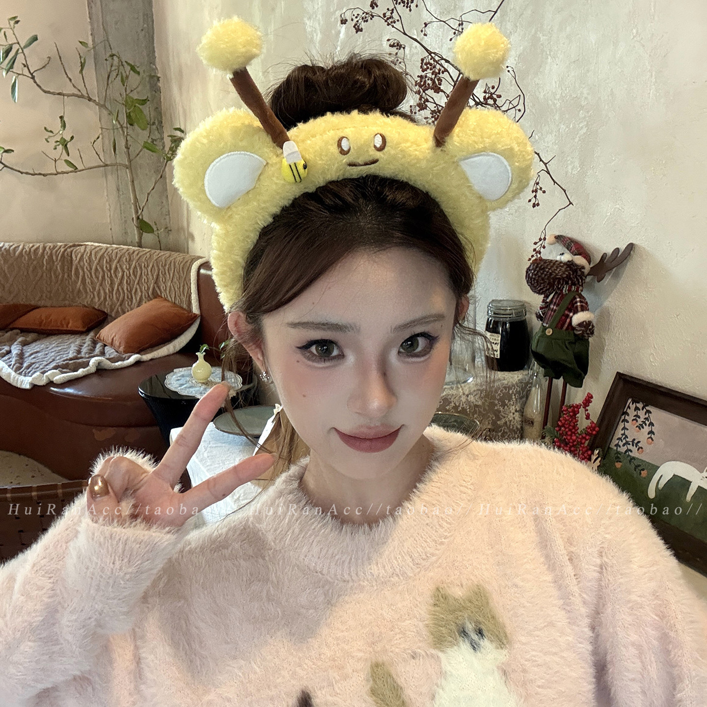 毛绒卡通小蜜蜂发箍女2026新款洗脸化妆敷面膜压发头箍发饰不勒头