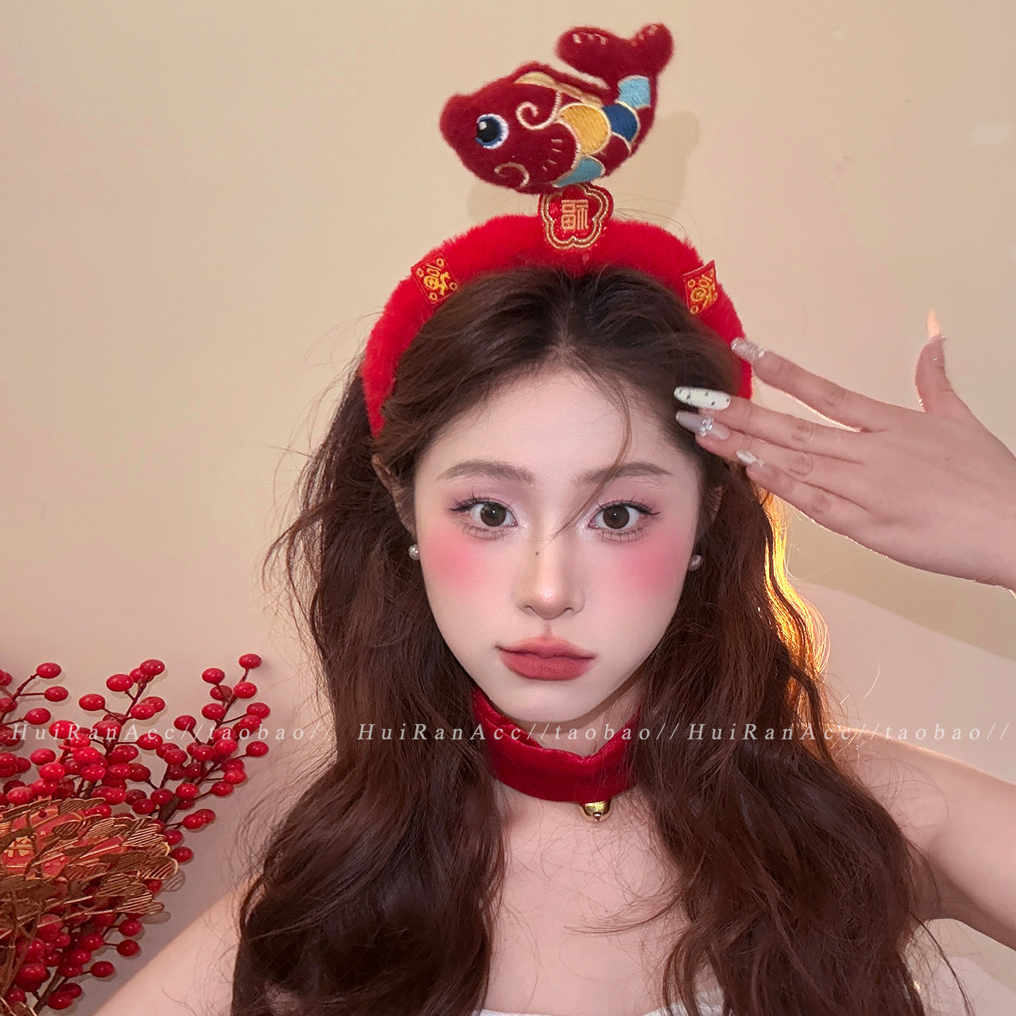 好运降临~新年红色福字锦鲤发箍女2026新款氛围感不勒头喜庆发饰,饰品/流行首饰/时尚饰品新,发饰,淘宝优惠券,粉丝福利购,淘宝优惠卷