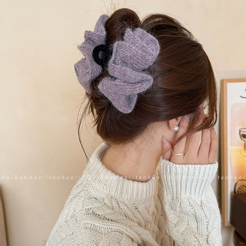 韩系复古针织鲨鱼夹女2025新款