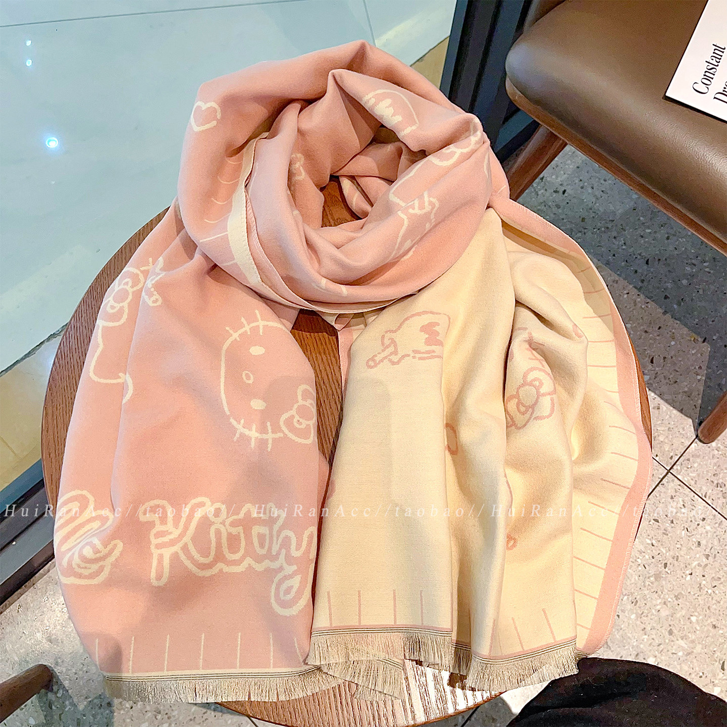 HelloKitty双面保暖围巾女2025新款秋冬季氛围感骑行防风护颈围脖