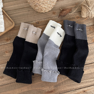 韩系撞色显腿瘦袜套女2025新款