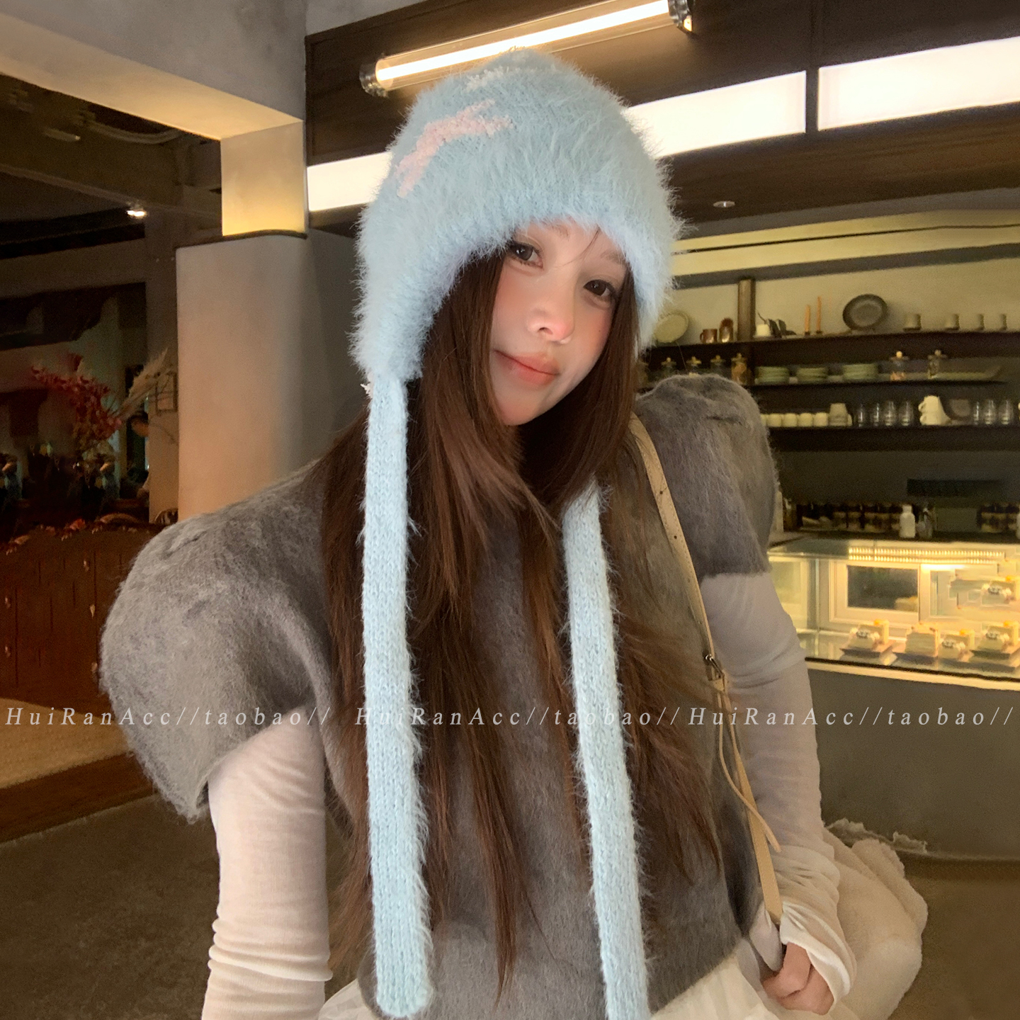 韩版可爱毛绒流苏护耳帽女保暖