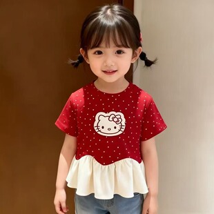 女童夏装短袖T恤2026新款女宝宝洋气韩系夏薄款短裙半袖儿童衣服t