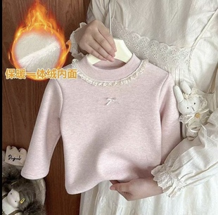 新款巨好看女童打底衫秋冬款儿童洋气加绒加厚上衣宝保暖内搭T恤