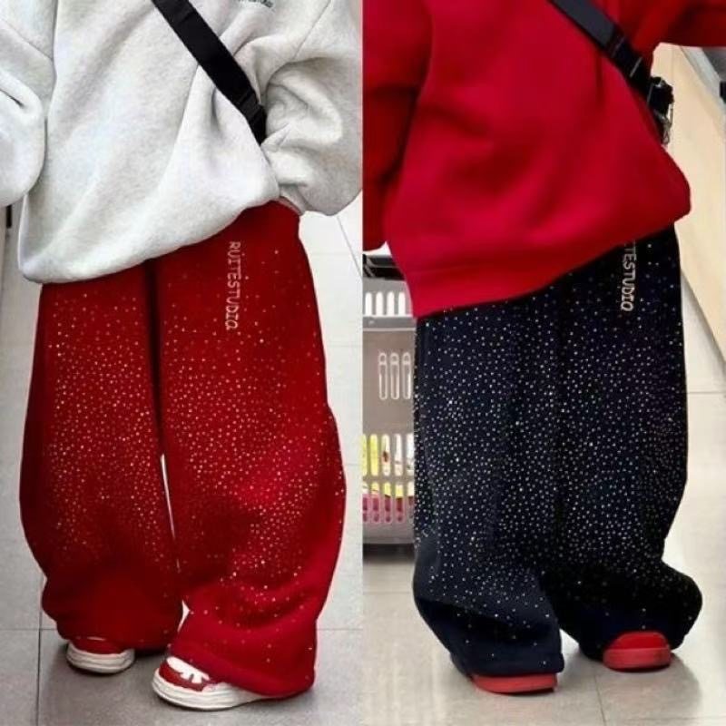 男女童红色新年裤子冬季2026新款一体加绒加厚儿童烫钻弯刀阔腿裤,童装/婴儿装/亲子装,儿童运动裤,淘宝优惠券,粉丝福利购,淘宝优惠卷