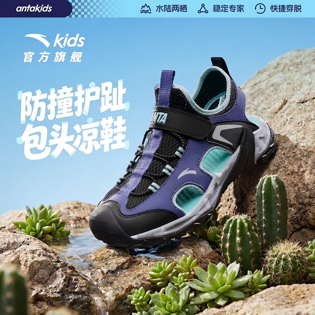anta安踏儿童运动凉鞋男孩2026夏季新款防滑透气学生涉水溯溪鞋子