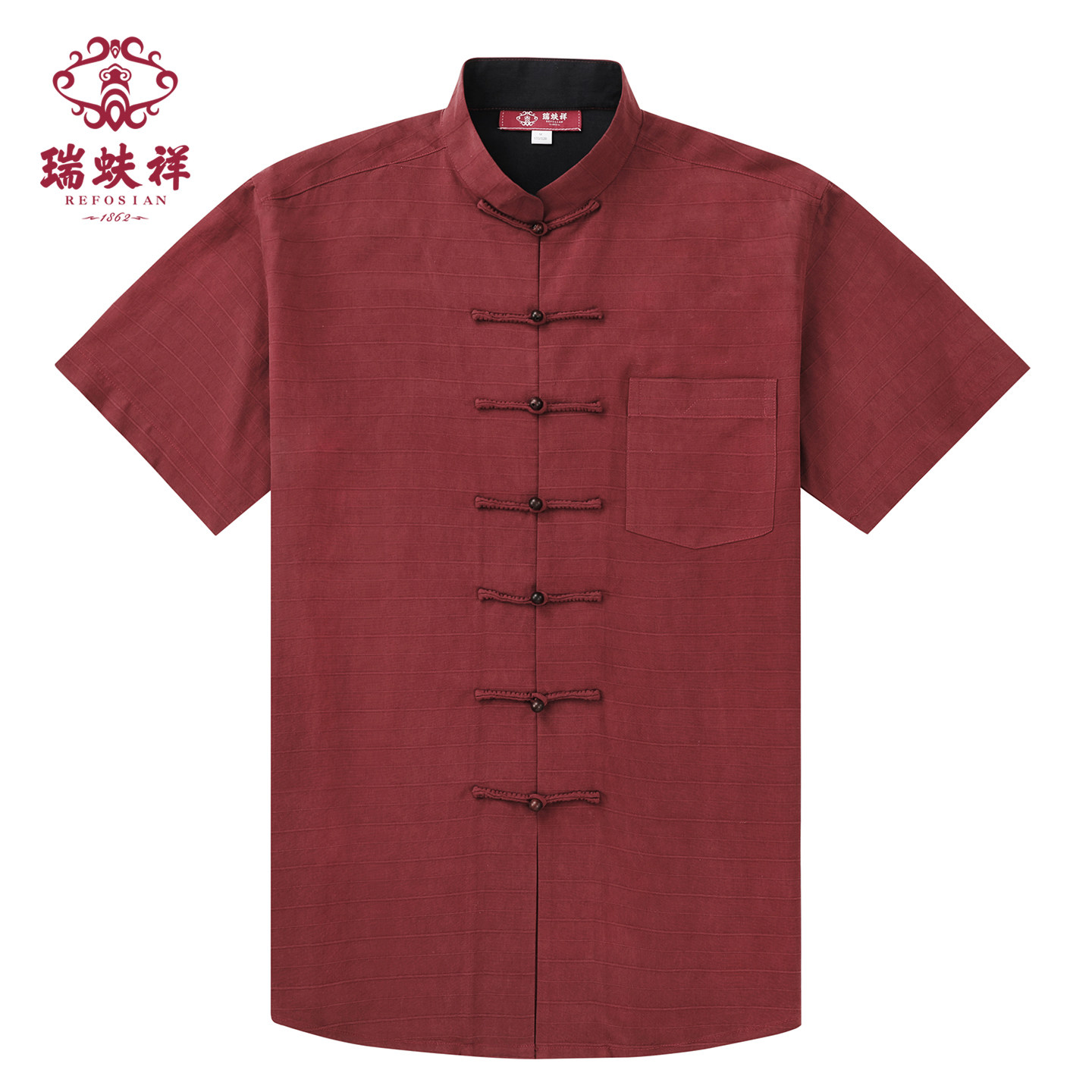 瑞蚨祥100%桑蚕丝男士立领T恤中国风唐服夏季宽松上衣透气居士服