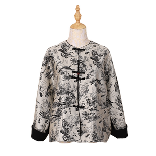 瑞蚨祥新中式提花外套女春装宽松立领国风盘扣上衣设计感小众唐装