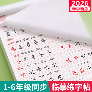 2026新版 课本同步练字本临摹每日一练硬笔画笔顺一二类字楷书 一年级生字练字帖二三四五六年级上册下册练字帖小学生专用语文人教版