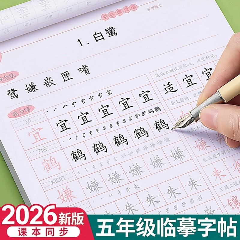 五年级上册下册课本同步语文字帖人教版控笔训练小学生练字帖每日一练笔画笔顺专用初学者练习写字帖硬笔书法,文具电教/文化用品/商务用品,控笔训练本,淘宝优惠券,粉丝福利购,淘宝优惠卷