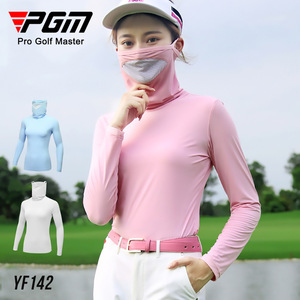 PGM直供夏季防晒女装高尔夫防晒打底衣女士冰丝衣服带面罩海外