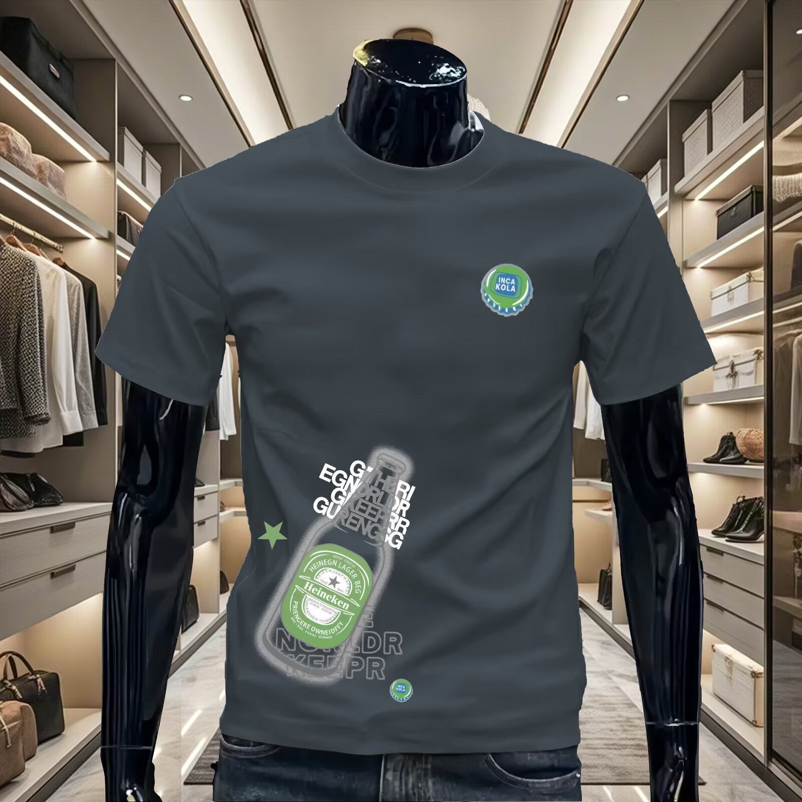 欧洲站男士新款潮流潮牌个性时尚百搭短袖休闲修身圆领体恤打底衫