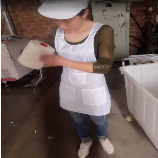 纺织厂工作白围裙纺纱织布印染厂不粘毛纯白围裙围腰印字5