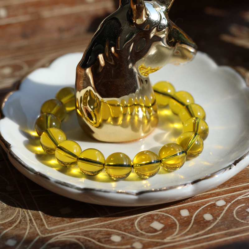 光影天然墨西哥蓝珀单圈手串手链