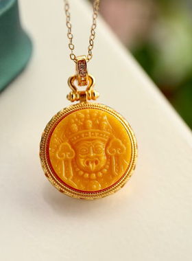 扎基拉姆南方南方纯银饰品天然蜜蜡复古民族风女款项链毛衣链吊坠