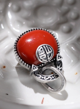 纯银福袋南红玛瑙项链锁骨链吊坠