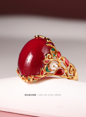 泰国手工纯银复古风开口大戒指