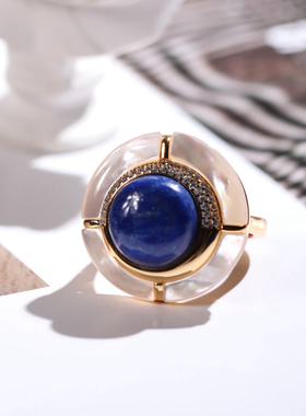 纯银青金石复古欧美风大戒指