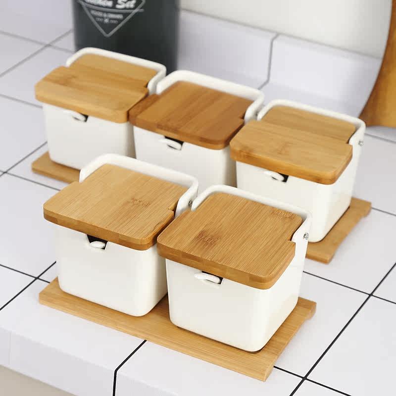 Northern Europe ins household ceramics Cruet Three Simplicity kitchen Seasoning box Salt shaker Four piece suit Trayin the Kitchen/Cooking utensils , Kitchen Gadgets/Kitchen storage , Storage jars/Kitchen storage containers , Seasoning bottles  category - from Buy2taobao.com to provide professional Taobao agent buy service