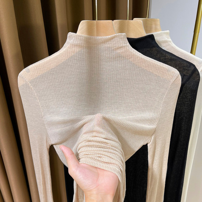 春秋超薄肌底衣2025新款半高领薄款针织打底衫女弹力洋气内搭小衫