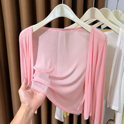 粉色莱赛尔天丝防晒开衫女外搭