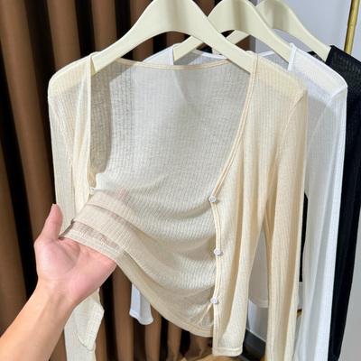 薄款冰丝针织开衫女长袖夏季