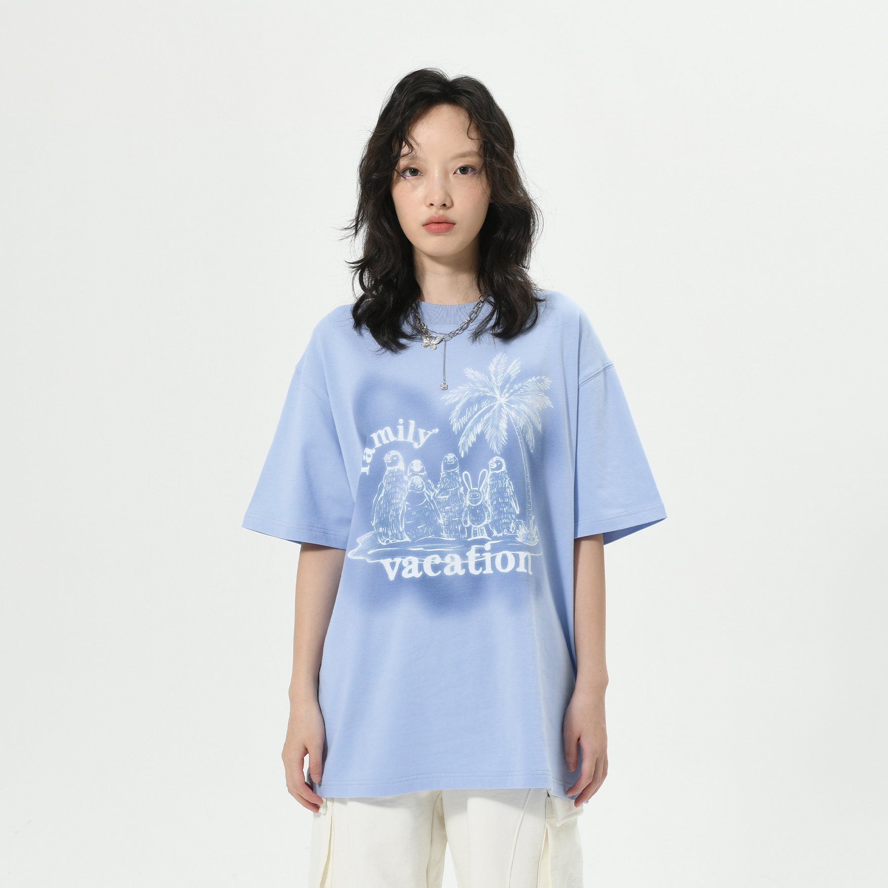 短袖美式街头薄印花纯棉中性宽松