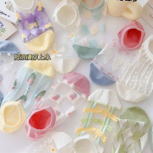 可爱玻璃丝袜子女短袜夏季 隐形船袜 薄款 ins潮防滑不掉跟夏款