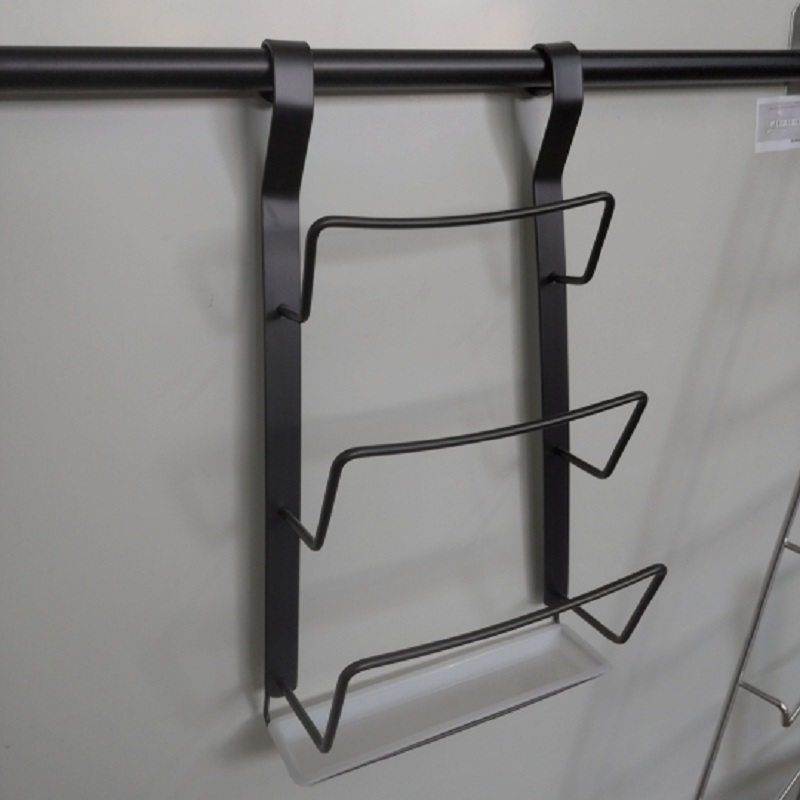 黑色不锈钢沥水锅盖架免打孔挂杆挂钩架墙壁挂式置物架菜板收纳架