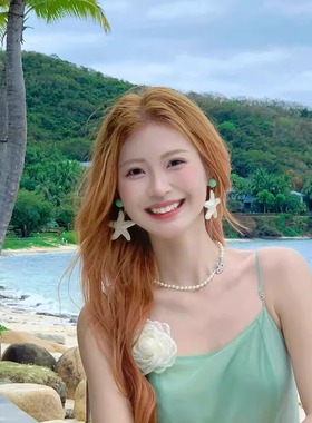 白色海星夸张星星耳环适合海边沙滩旅游度假拍照的耳钉耳饰耳坠女