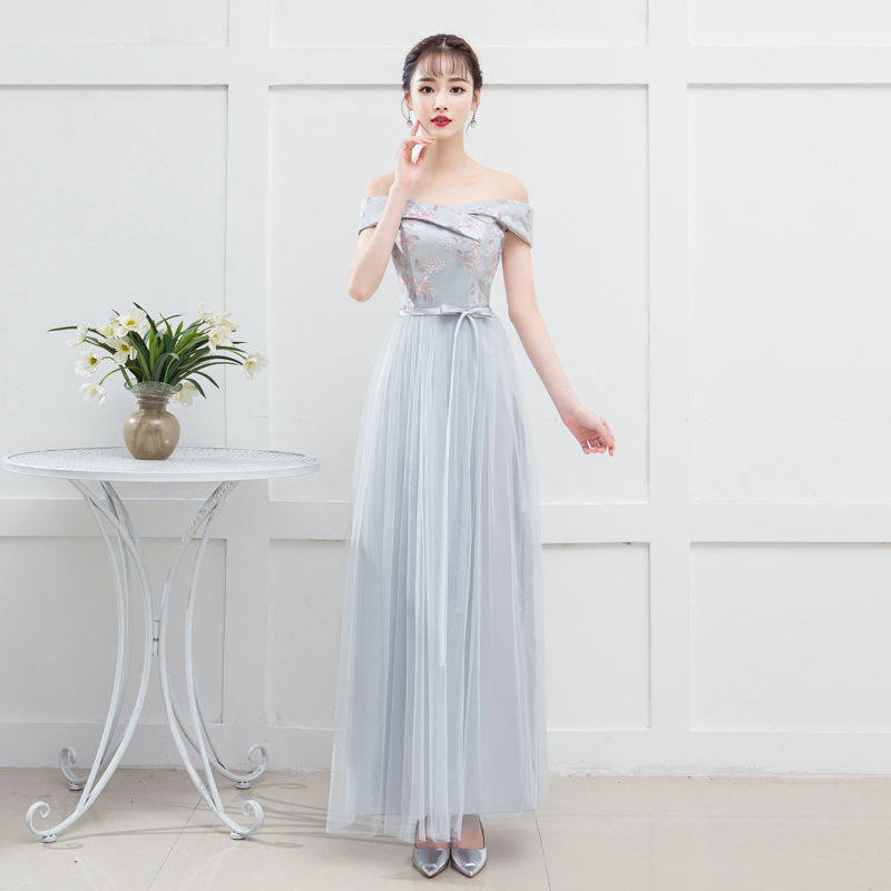 伴娘服长款女2021新款中式结婚一字肩姐妹团洋装小礼服裙韩版显瘦|msdalam kategori Butik wanita / wanita, perkahwinan/Cheongsam/pakaian, pakaian/malam - dari Buy2taobao.com untuk memberikan perkhidmatan ejen Taobao profesional membeli