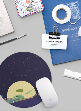 [BLUE]治愈系科幻个性圆方形装饰鼠标垫ins蓝紫色绚烂夜空满天星