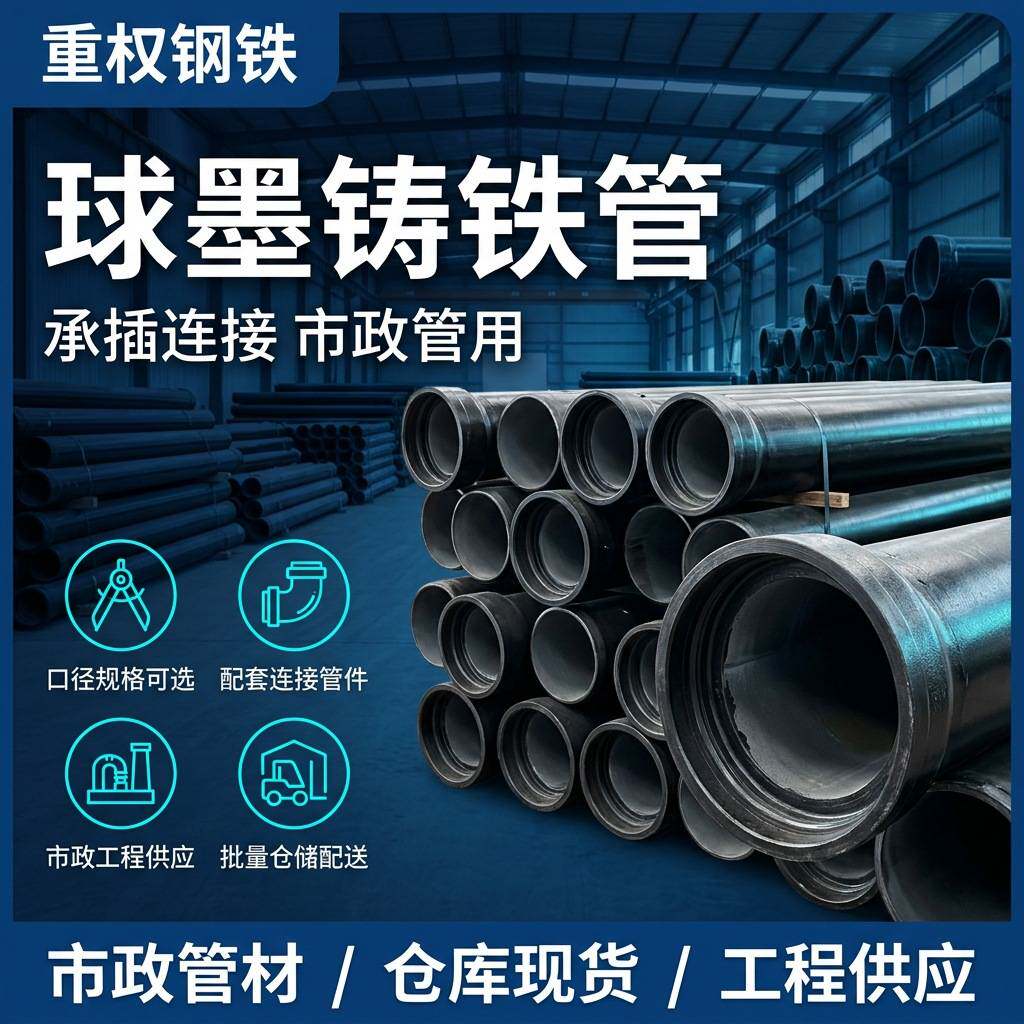 铸铁排水管K9球墨铸铁管水泥内衬管压力铸铁管厂区输水用管件配套