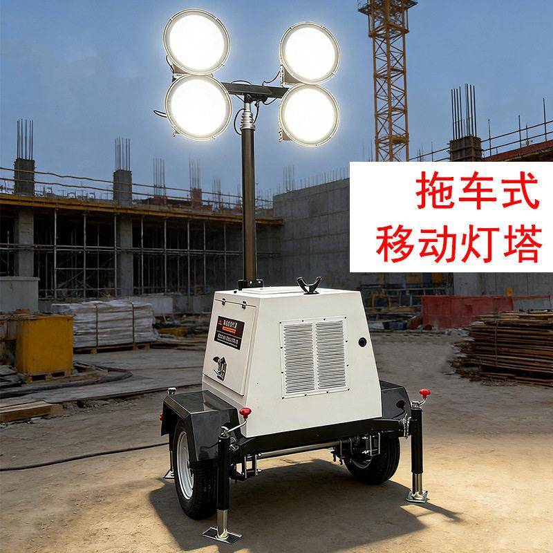 牵引式移动照明灯车遥控气动升降LED照明灯塔light tower HMF970