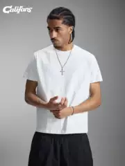 Califans Regular Shoulder Boxy Short Style Solona Cool and Comfortable Stretchy Slim-Fit Base Short-Sleeve Men's Casual T-Shirt