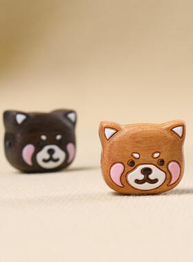 沉香花梨木可爱彩绘大漆小浣熊diy男女手链手串隔珠子配件配饰品